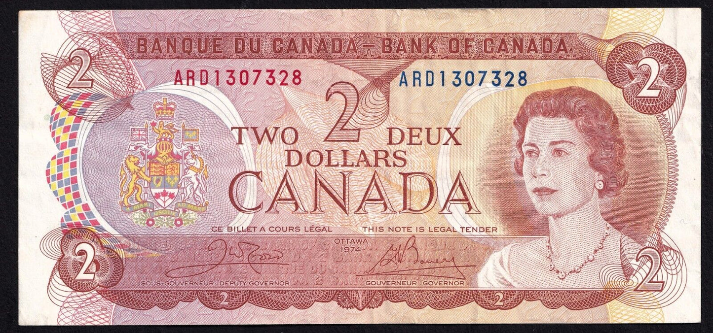 Canada 1974 $2 Two Dollar Banknote  Crow - Bouey ARD 1307328