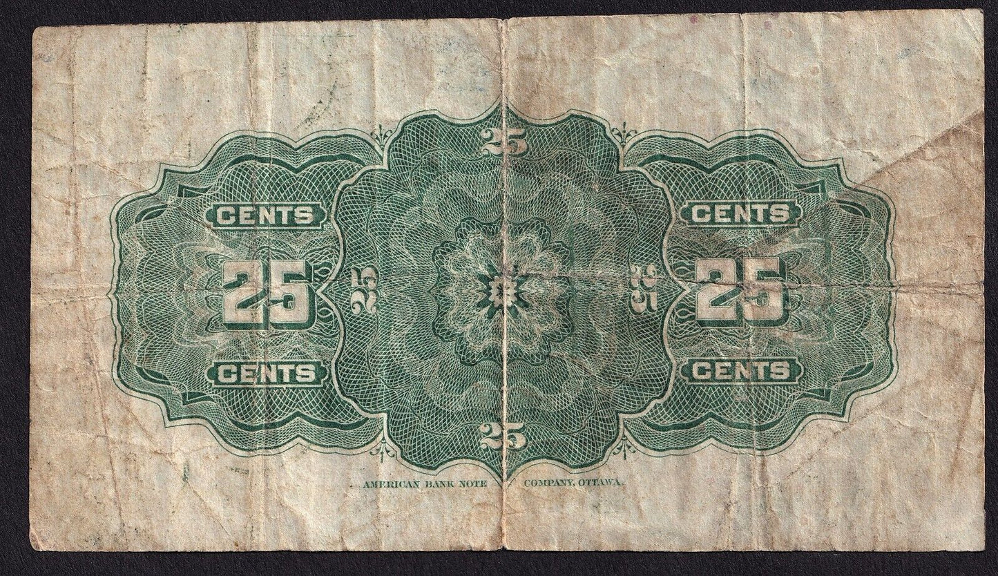 1900 Dominion of Canada 25c Shinplaster Note Courtney