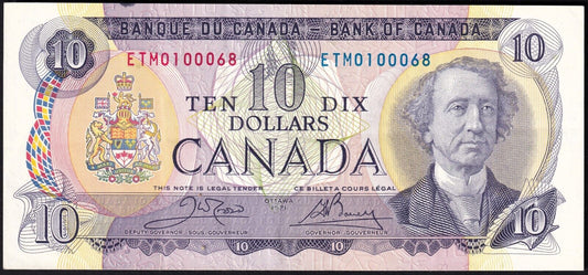 Canada 1971 $10 Ten Dollar Banknote Crow - Bouey ETM 010068