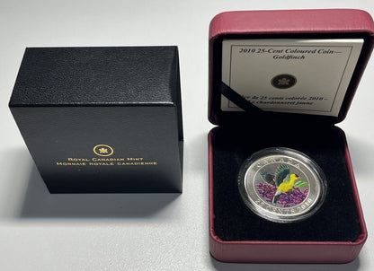 Canada 2010 Goldfinch Bird Series Unique Coloured 25 Cent Better Coin In Series