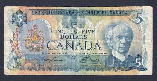 Canada 1979 $5 Five Dollar Banknote Lawson-Bouey