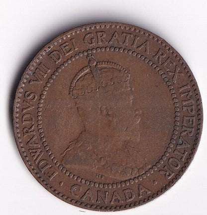 Canada 1910 1 Cent One Large Cent Coin King Edward Nice Details