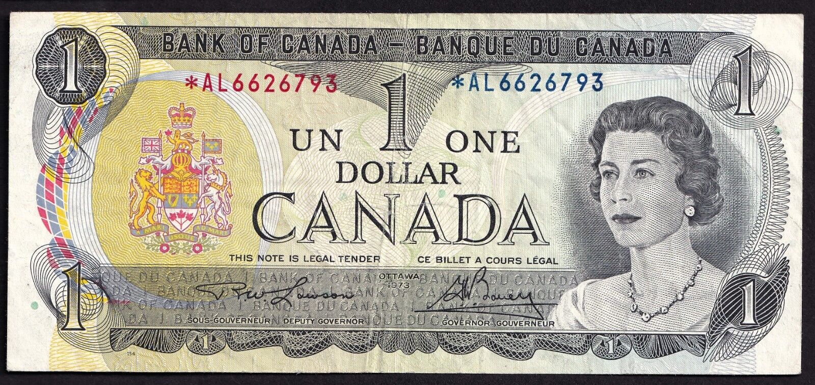 Canada 1973 $1 One Dollar Replacement Banknote Lawson - Bouey *AL 6626793