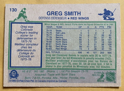 Greg Smith 1983-84 O-PEE-CHEE OPC Hockey #130 (NM) Detroit Red Wings