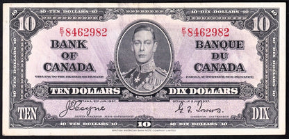 Canada 1937 $10 Ten Dollar Banknote Coyne - Towers E/T 8462982