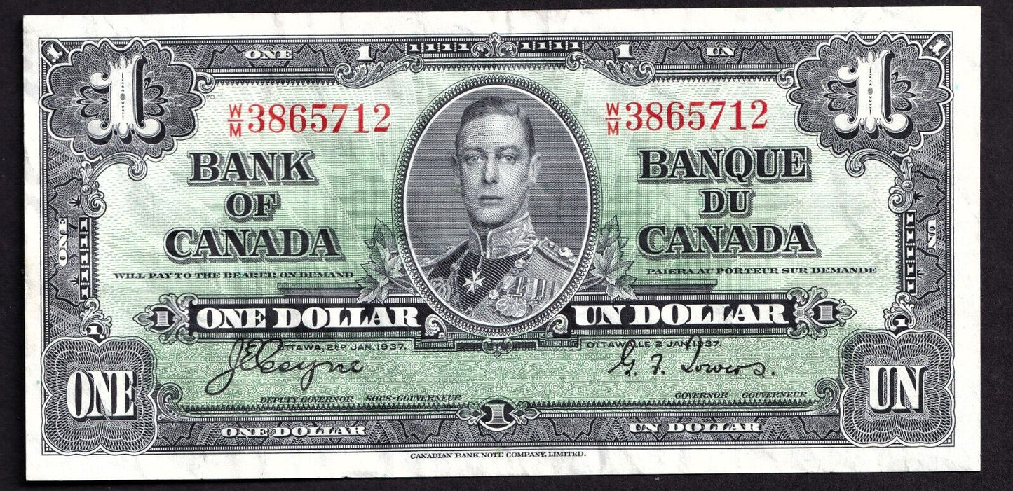 Canada 1937 $1 One Dollar Banknote Coyne - Towers W/M 3865712