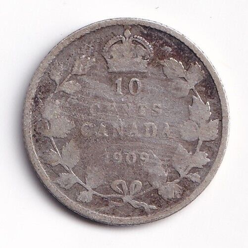 Canada 1909 10 Cents Ten Cent Silver Coin - King Edward VII - BL - .925 Silver