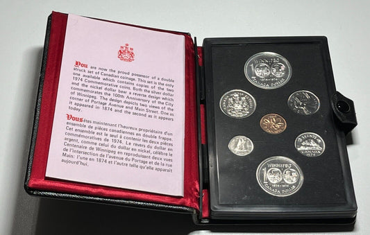 1974 Canada Double Dollar Prestige Set Winnipeg Silver Dollar Mint Set W COA