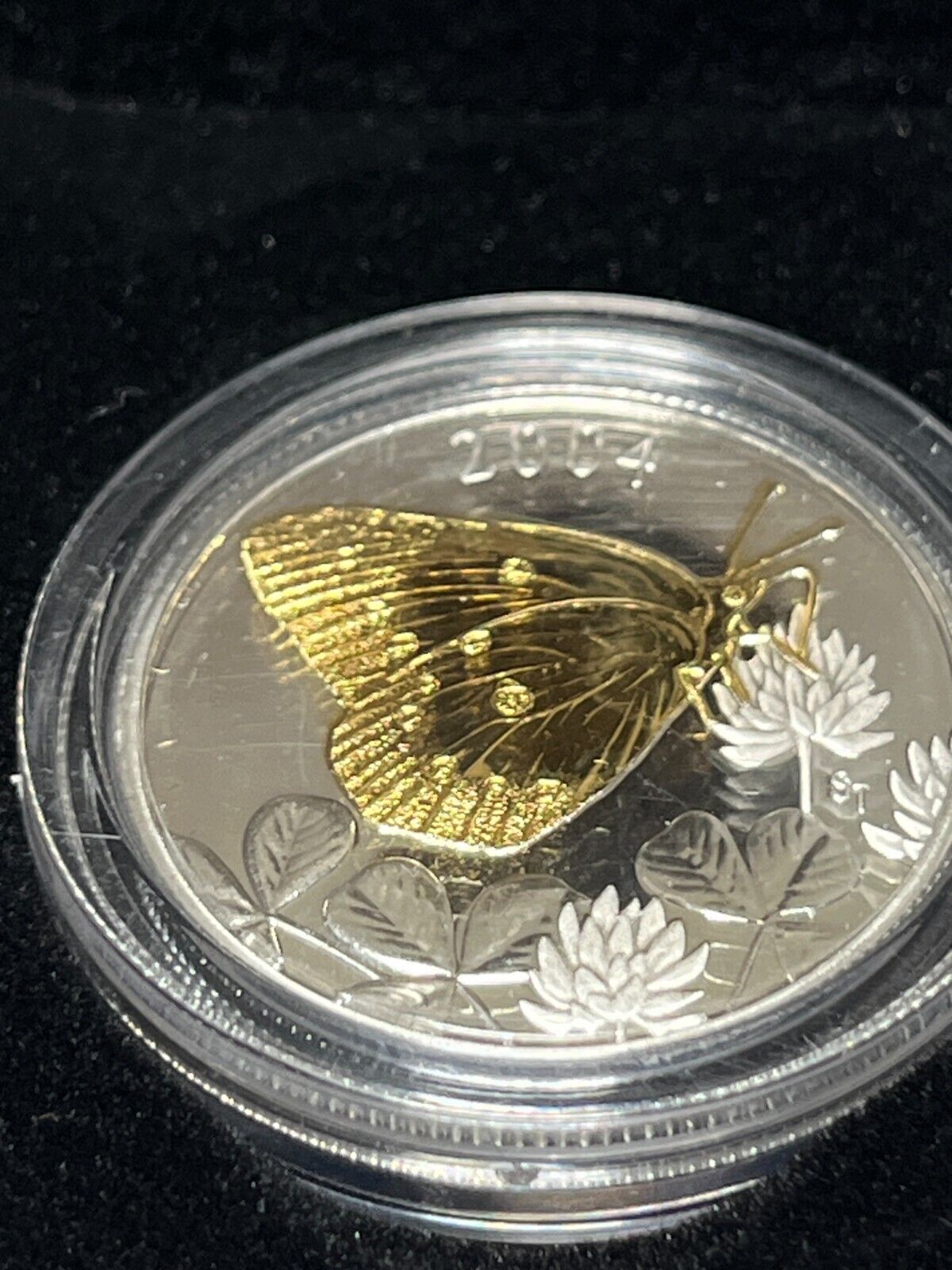 2004 Canada 50-cent Clouded Sulphur Butterfly Sterling Silver Coin - Complete