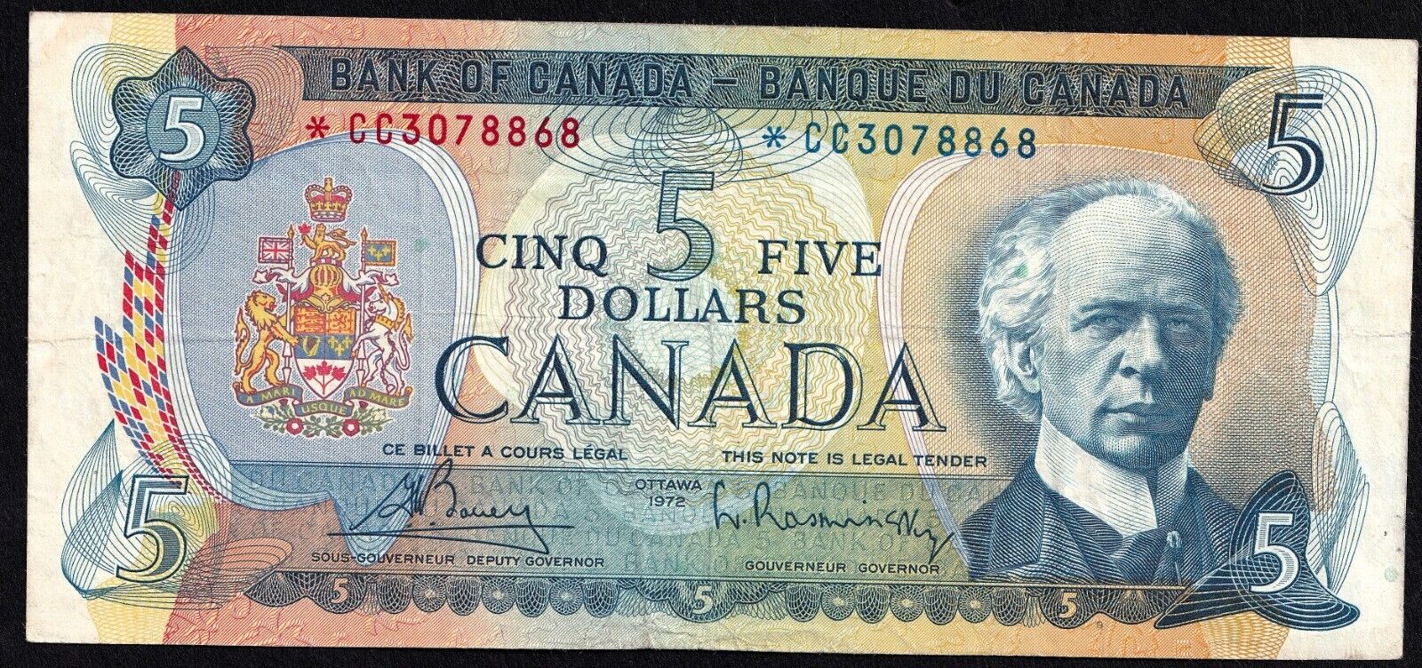 Canada 1972 $5 Five Dollar Banknote Bouey - Rasminsky Replacement *CC 3078868