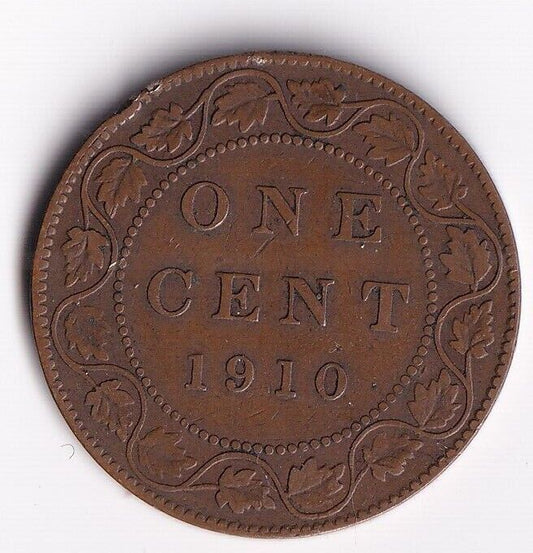 Canada 1910 1 Cent One Large Cent Coin King Edward Nice Details