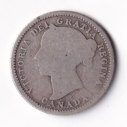 Canada 1882 H Ten Cents Dime Queen Victoria .925 Silver Coin - G