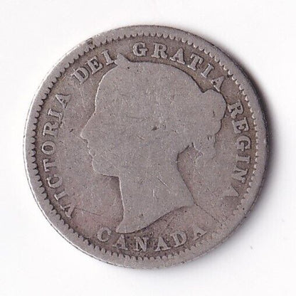 Canada 1882 H Ten Cents Dime Queen Victoria .925 Silver Coin - G