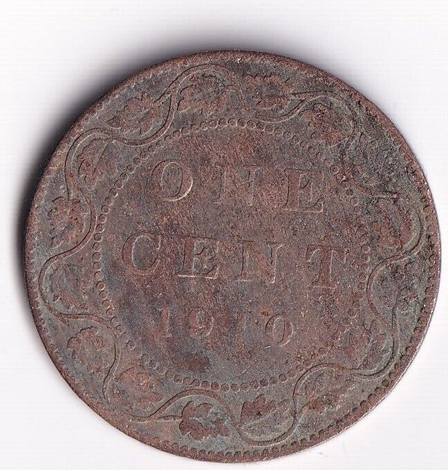 Canada 1910 1 Cent One Large Cent Coin King Edward Nice Details