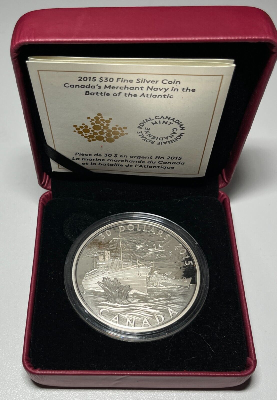 Canada 2015 $30 Canada’s Merchant Navy Battle of the Atlantic 2 oz. Pure Silver