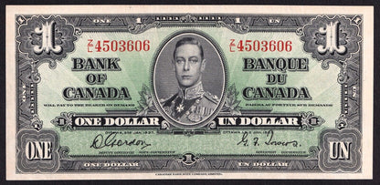 Canada 1937 $1 One Dollar Banknote Gordon - Towers Z/L 4503606