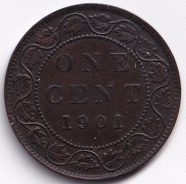 Canada 1901 1c One Large Cent Queen Victoria Almost Uncirculated AU