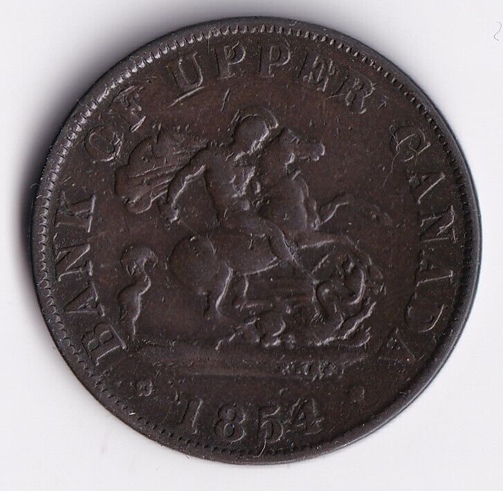 Bank Of Upper Canada 1854 Half Penny Dragonslayer Token PC-5C1 BR-720 #7