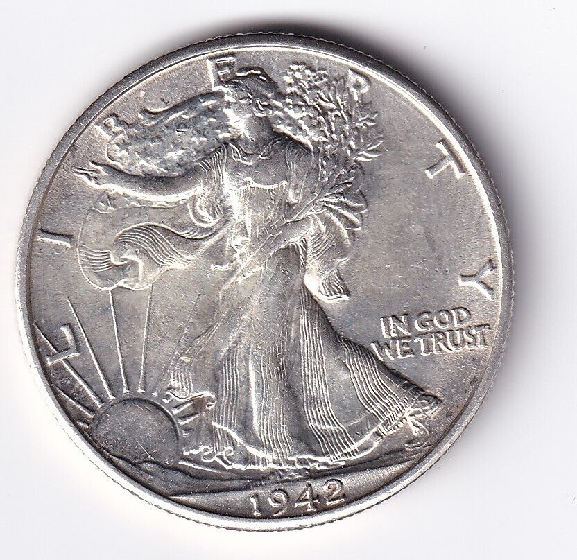 United States 1942-D  .900 Silver Walking Liberty Half Dollar 50 Cent XF+ #1