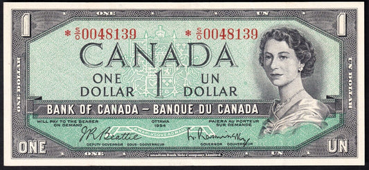 Canada 1954 $1 One Dollar Replacement Banknote Beattie - Rasminsky *S/O 0048139