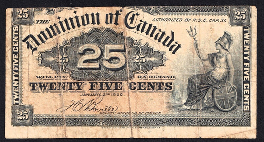 1900 Dominion of Canada 25c Shinplaster Note Boville #M2