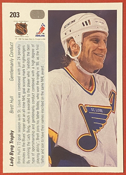 1990-91 Upper Deck BRETT HULL Lady Byng Trophy Winner #203 St. Louis Blues