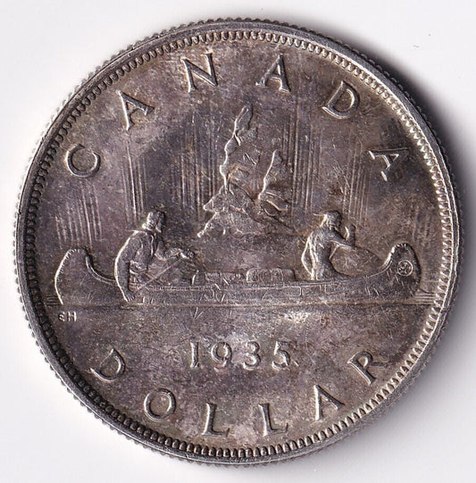 Canada 1935 $1 One Silver Dollar King George V .800 Silver MS 64 High Grade