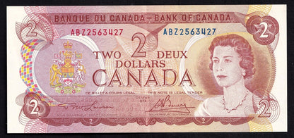 Canada 1974 $2 Two Dollar Banknote  Lawson - Bouey ABZ 2563427