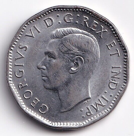 Canada 1944 Five Cent 5c Nickel King George VI  No Chrome - Victory Nickel