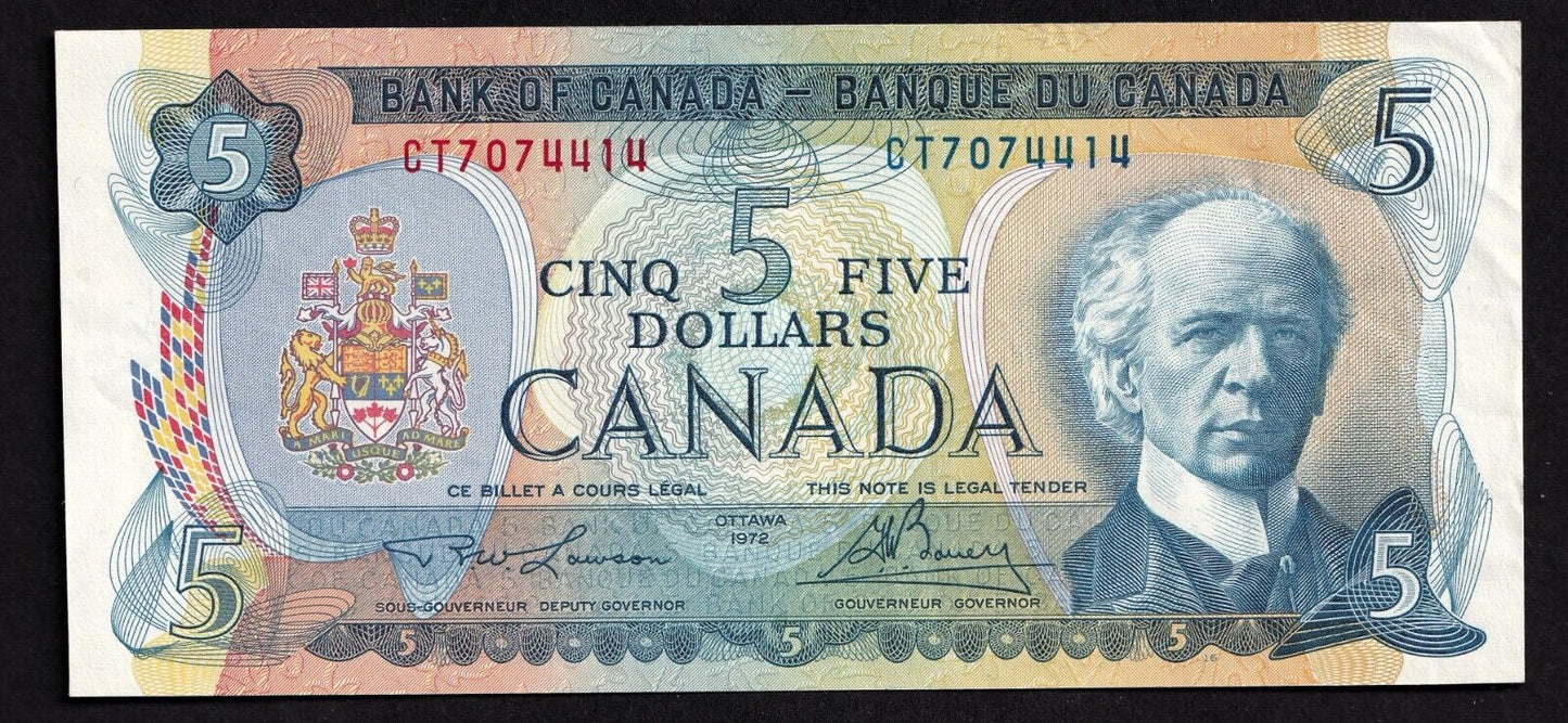 Canada 1972 $5 Five Dollar Banknote Lawson-Bouey Beautiful Colour CT 7074414