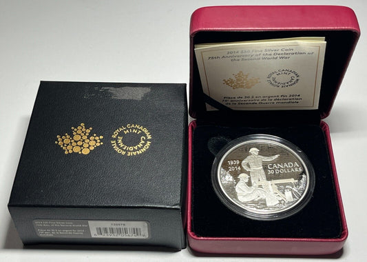 2014 2oz 75th Ann. of the Decl. of the Second World War Prf $30 .9999