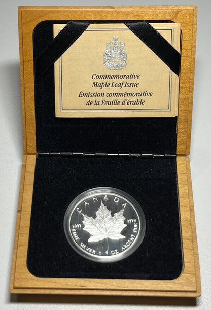 1989 Canada $5 Proof .9999 1 oz. Silver Maple Leaf in Wooden Box w/COA