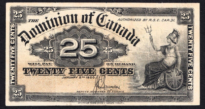 1900 Dominion of Canada 25c Shinplaster Note Saunders #JOK