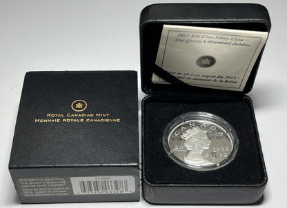 2012 $20 Fine Silver coin - The Queen's Diamond Jubilee With Crystal W Box + COA