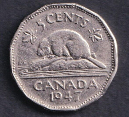 Canada 1947 Dot Five Cent 5c Nickel King George VI #1