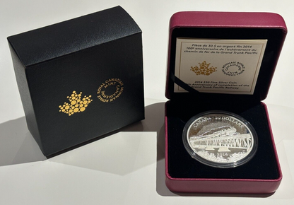 Canada 2014 $30 Fine Silver Coin 100th Anniversary Of Completion Of Railway