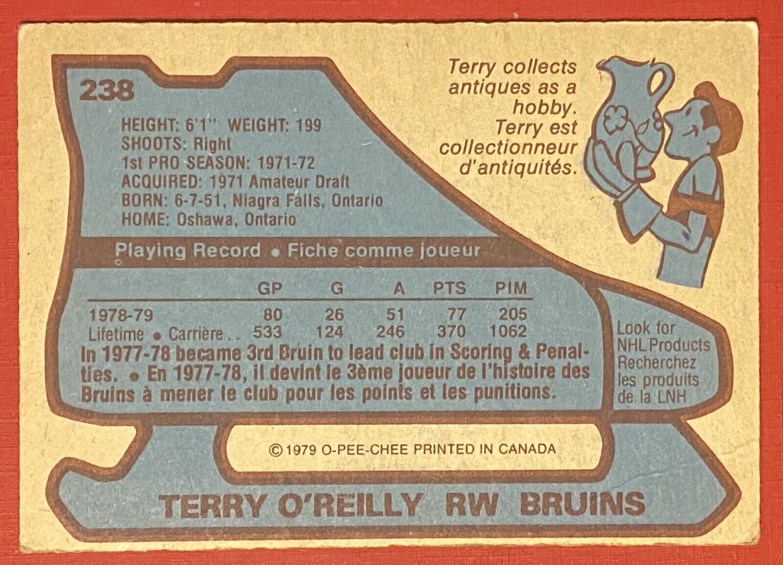 1979-80 O-Pee-Chee #238 Terry O'Reilly Boston Bruins