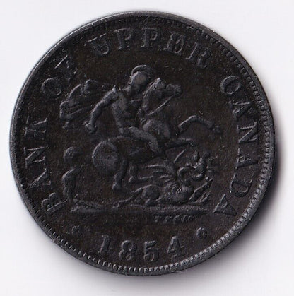 Bank Of Upper Canada 1854 Half Penny Dragonslayer Token PC-5C1 BR-720 #3