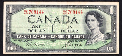 Canada 1954 $1 One Dollar Devils Face Banknote Beattie - Coyne O/A 9709144