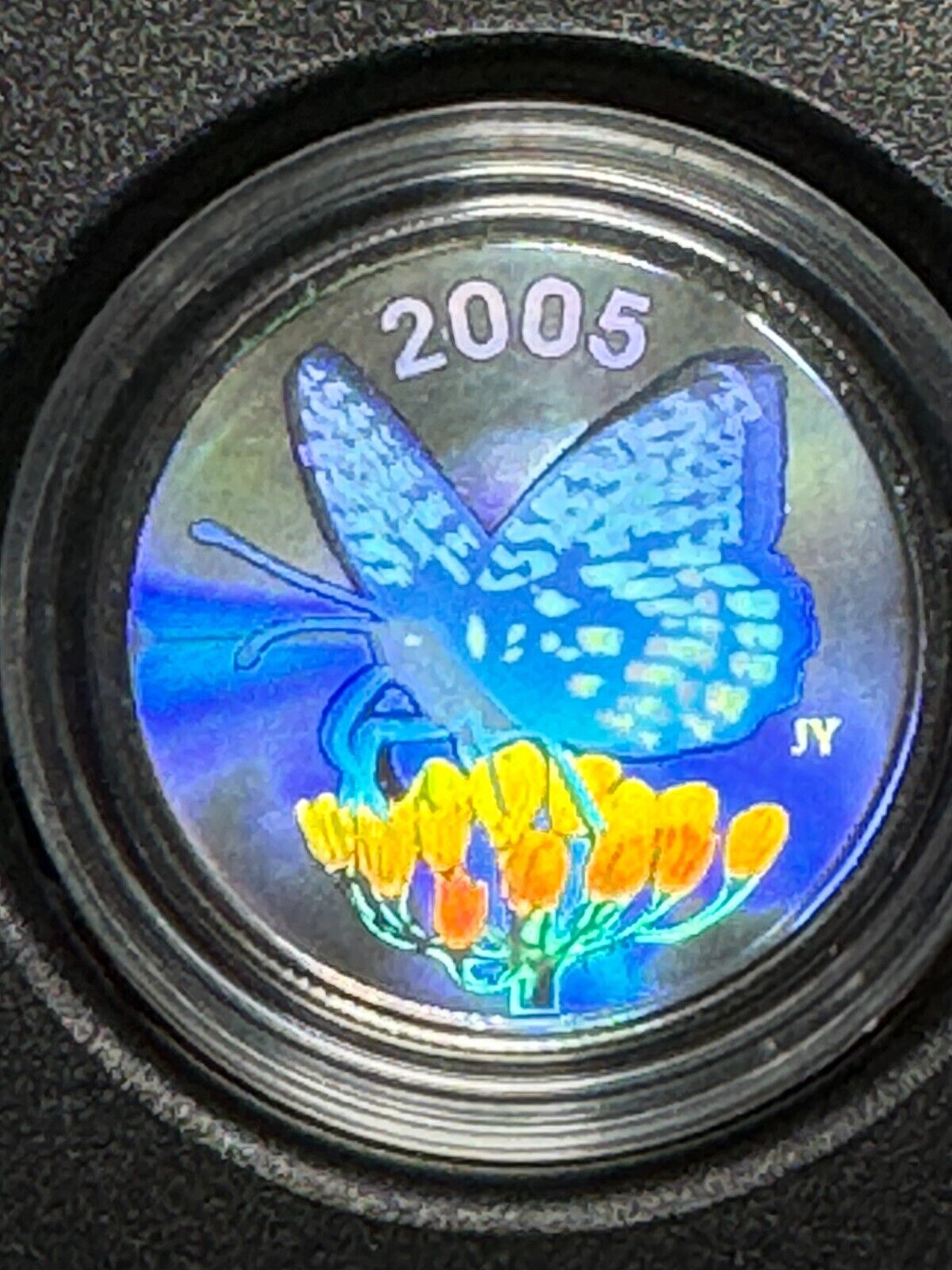 2005 Canada 50 Cent Spangled Fritillary Butterfly .925 Sterling Silver Coin