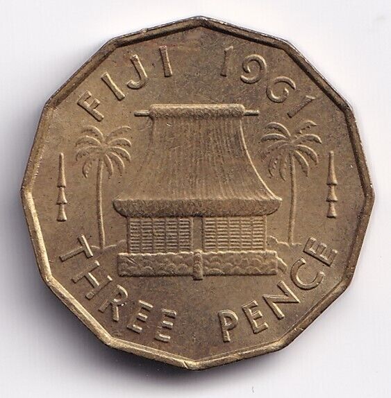 1961 FIJI 3 Pence - Excellent Low Mintage Coin Nice Lustrous Coin