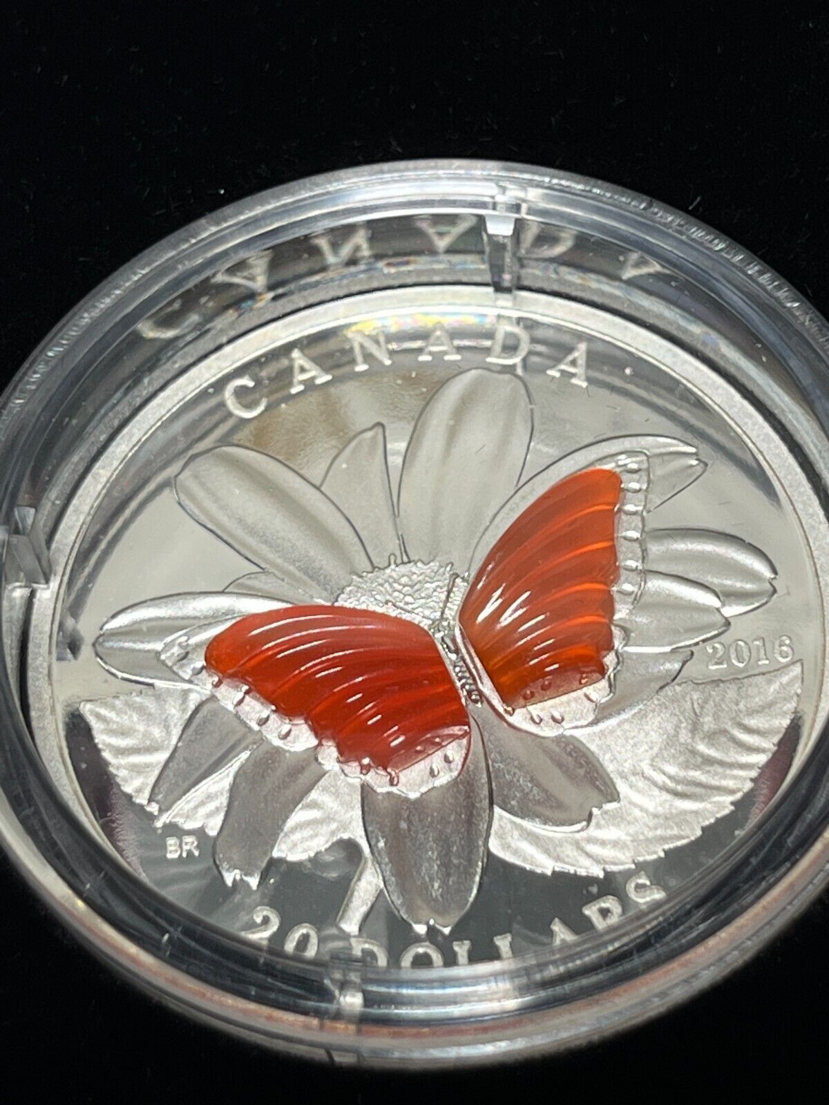 2016 $20 Fine Silver Coin - The Colourful Wings of a Butterfly With Box + COA