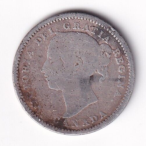 Canada 1891 Ten Cents Dime Queen Victoria .925 Silver Coin - 22 Leaves