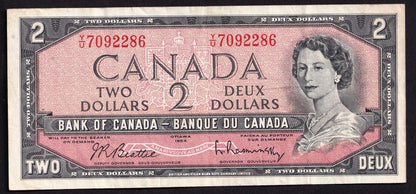 Canada 1954 $2 Two Dollar Banknote Beattie - Rasminsky Y/U 7092286