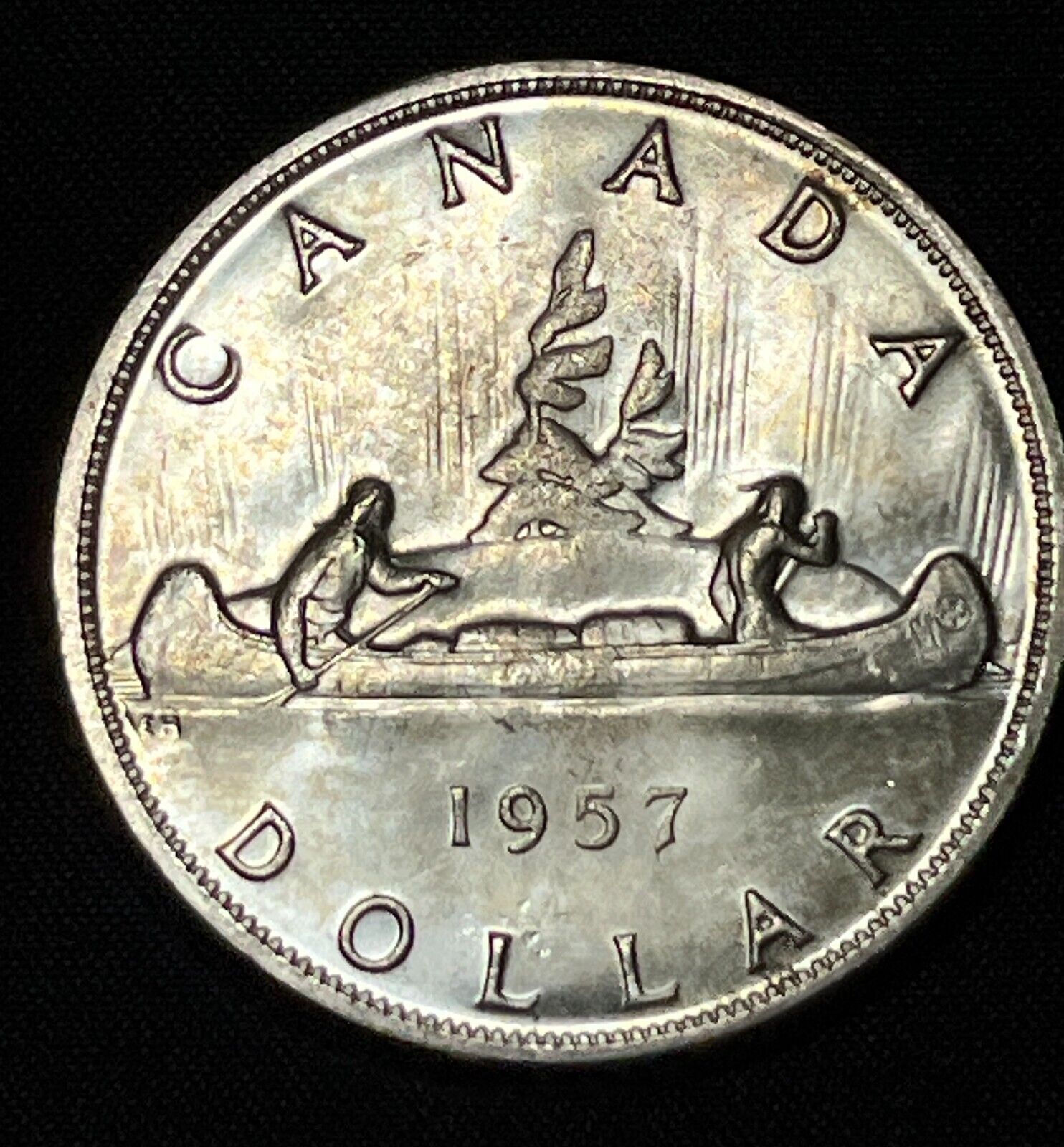 Canada 1957 $1 One Silver Dollar Queen Elizabeth II .800 Silver High Grade #1