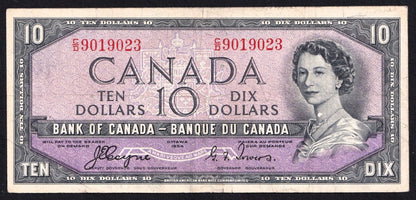 Canada 1954 $10 Ten Dollar Devils Face Banknote Coyne - Towers C/D 9019023