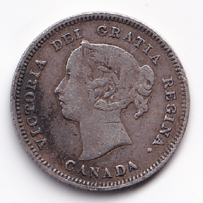 Canada 1886 5C 5 Cents Small "6" Queen Victoria .925 Silver Coin