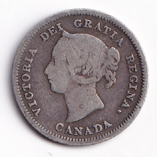 Canada 1880 5C 5 Cents G/UG Queen Victoria .925 Silver Coin