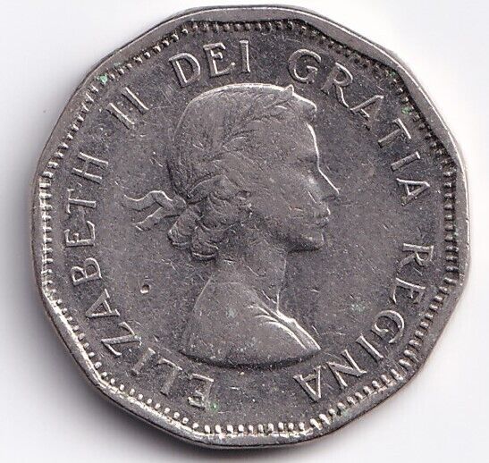 Canada 1962 Five Cent 5c Nickel Queen Elizabeth II  Re-Engraved Date "D"