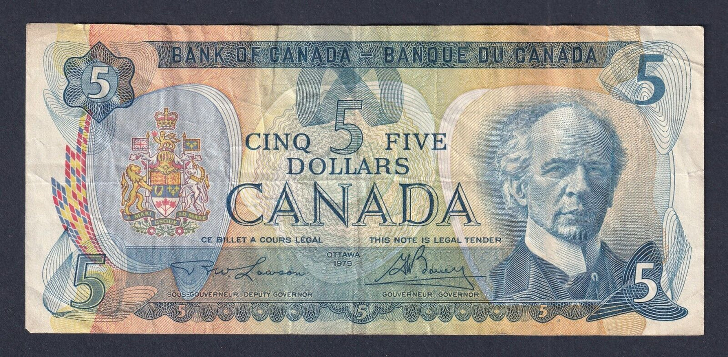 Canada 1979 $5 Five Dollar Banknote Lawson-Bouey